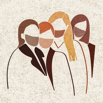 Women with masks covering their faces