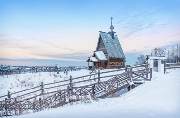 Wooden Resurrection Church on Mount Levitan in Plyos. Inscription: Church of the Resurrection of Christ