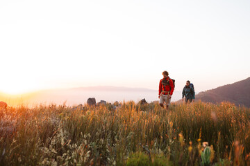 Couple Hiking at sunset