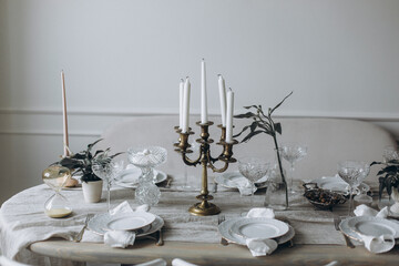 Vintage antique table served