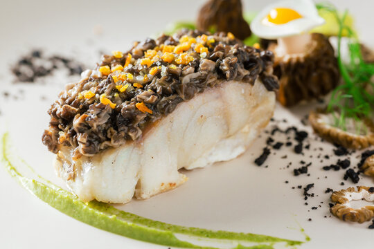 Creamy Pesto Sauce And Light Boiled Cod.