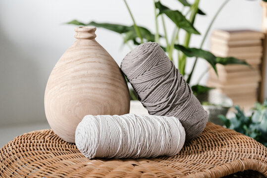 Thread spools on wicker stall