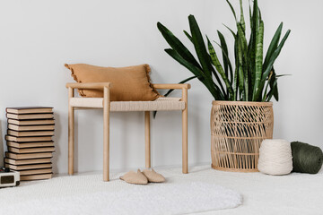 Interior of cozy room with artisan items