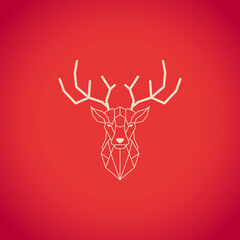 Deer head and horns vector design with orange gradient background