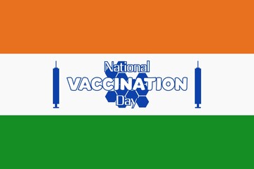 National Vaccination Day vector poster design. Indian national day for the vaccination campaign. Indian flag concept. 