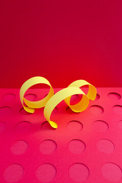 Yellow Curls and Paper Circles Abstract Paper Craft Design