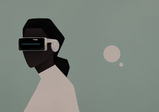portrait of a black woman in VR glasses. virtual reality concept
