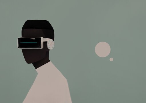 portrait of a black man in VR glasses . virtual reality concept