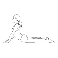 Yoga Cobra pose. Sketch of woman on white background 