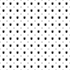 Square seamless background pattern from black sports weight symbols are different sizes and opacity. The pattern is evenly filled. Vector illustration on white background