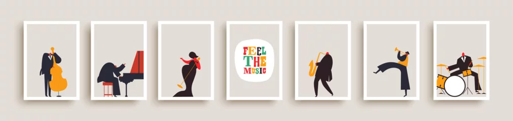 Foto op Plexiglas Jazz music band people retro poster collection © Cienpies Design