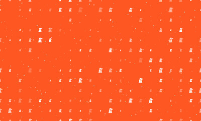 Seamless background pattern of evenly spaced white industrial pollution symbols of different sizes and opacity. Vector illustration on deep orange background with stars