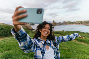 Black girl travelling alone.