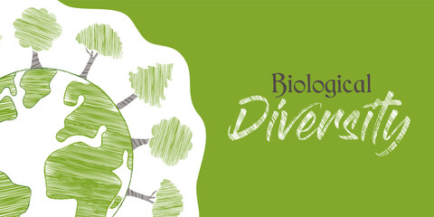 Biological diversity green planet tree banner © Cienpies Design
