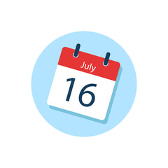White daily calendar Icon July in a Flat Design style. Easy to edit Isolated vector Illustration.