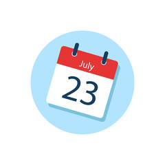 White daily calendar Icon July in a Flat Design style. Easy to edit Isolated vector Illustration.