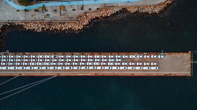 unloaded white cars in the port of acapulco