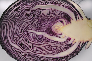 Fototapeta premium Purple potato salad with purple potato and red cabbage, red cabbage, red cabbage
