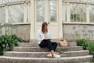 Woman Drawing Outdoor