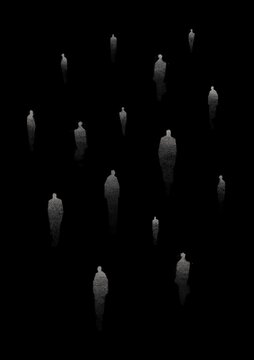 Fallen People Silhouettes on a black background