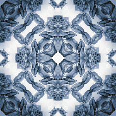 Composition from decorative flowers.  Floral seamless pattern on blue background.