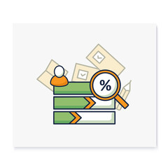 Vote counting color icon. Candidates rating horizontal histogram. Voting percentage.Choice,vote concept. Democracy. Parliamentary or presidential elections. Isolated vector illustration