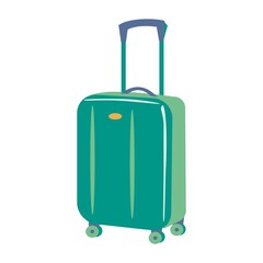 Green suitcase Flat vector icon on whote background