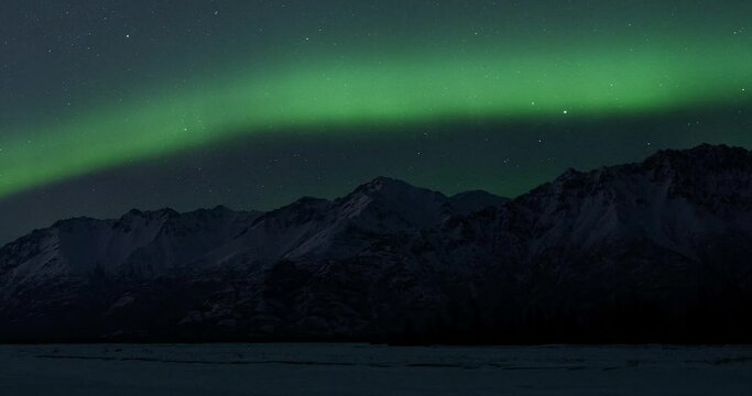 March 2021 Aurora show over Knik River, Alaska
