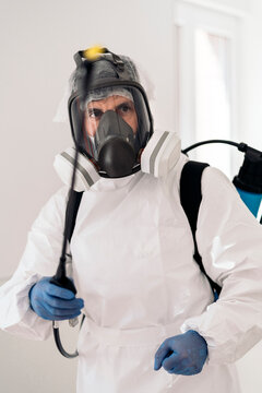 Worker Disinfecting Hospital