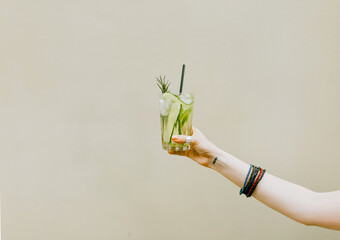 Woman holding cold drink