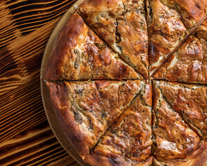 Khachapuri. Traditional Georgian Dish. Homemade Baking. Top View.