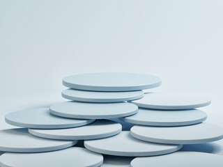 Mockup podium for product presentation, the luxury product on blue background