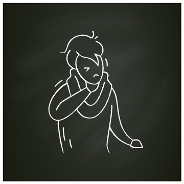 Sore Throat Chalk Icon.Allergy And Influenza Symptom.Health Problem.Isolated Vector Illustration On Chalkboard