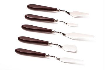 Palette Knife, Artist Tools Isolated on White Background.Artist knives on white background.