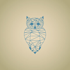 Blue origami owl vector design with brown background © EPSpoint