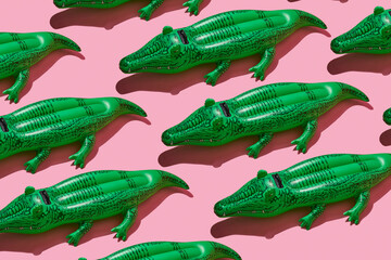 mosaic of crocodile-shaped floaties