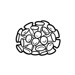 Circle sea sponge coloring book linear drawing isolated on white background