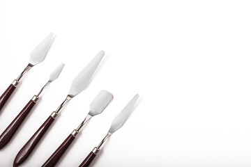 Palette Knife, Artist Tools Isolated on White Background.Artist knives on white background.