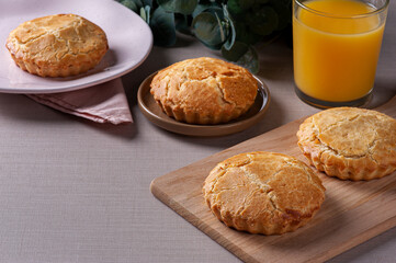 Typical Brazilian cuisine appetizer called Empada de Palmito. Copy space
