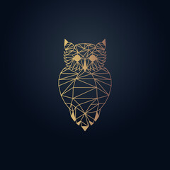 Gold effect origami owl vector design with dark blue background © EPSpoint