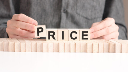 the word of price on building blocks concept