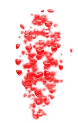shiny red hearts isolated on a white background, 3d rendering