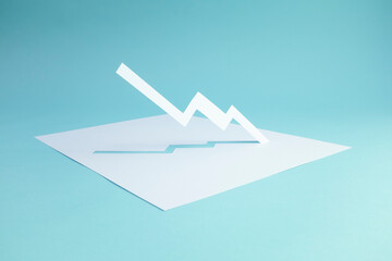 Decline, a 3D paper graph representing decline in a commodity or market