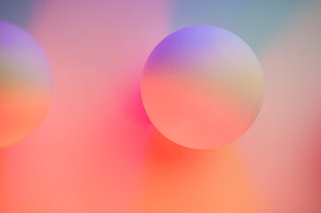 Abstract composition balls in pink, purple pastel color, blurred background.