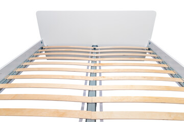 Isolated bed with rack and pinion wooden base provides the right and healthy orthopedic support for the mattress and your spine. Furniture assembling concept