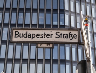 Street sign Budapeststreet in Berlin - travel photography