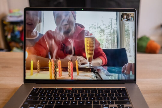 Family birthday video call