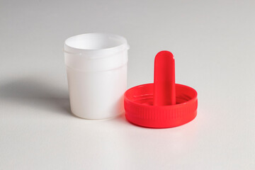 Container, jar for stool analysis.