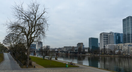 Fototapeta na wymiar The banks of River Main in Frankfurt - travel photography