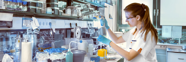 Young scientist works in modern laboratory